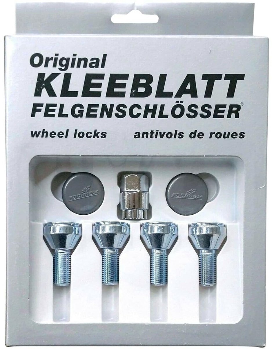 KLEEBLATT Rim Lock M12 x 1.25 x 24 mm Cone Collar 60° Set of 4 Silver Rim Locks, Wheel Fuse, Wheel Fuse Screws Type - ShopVlot