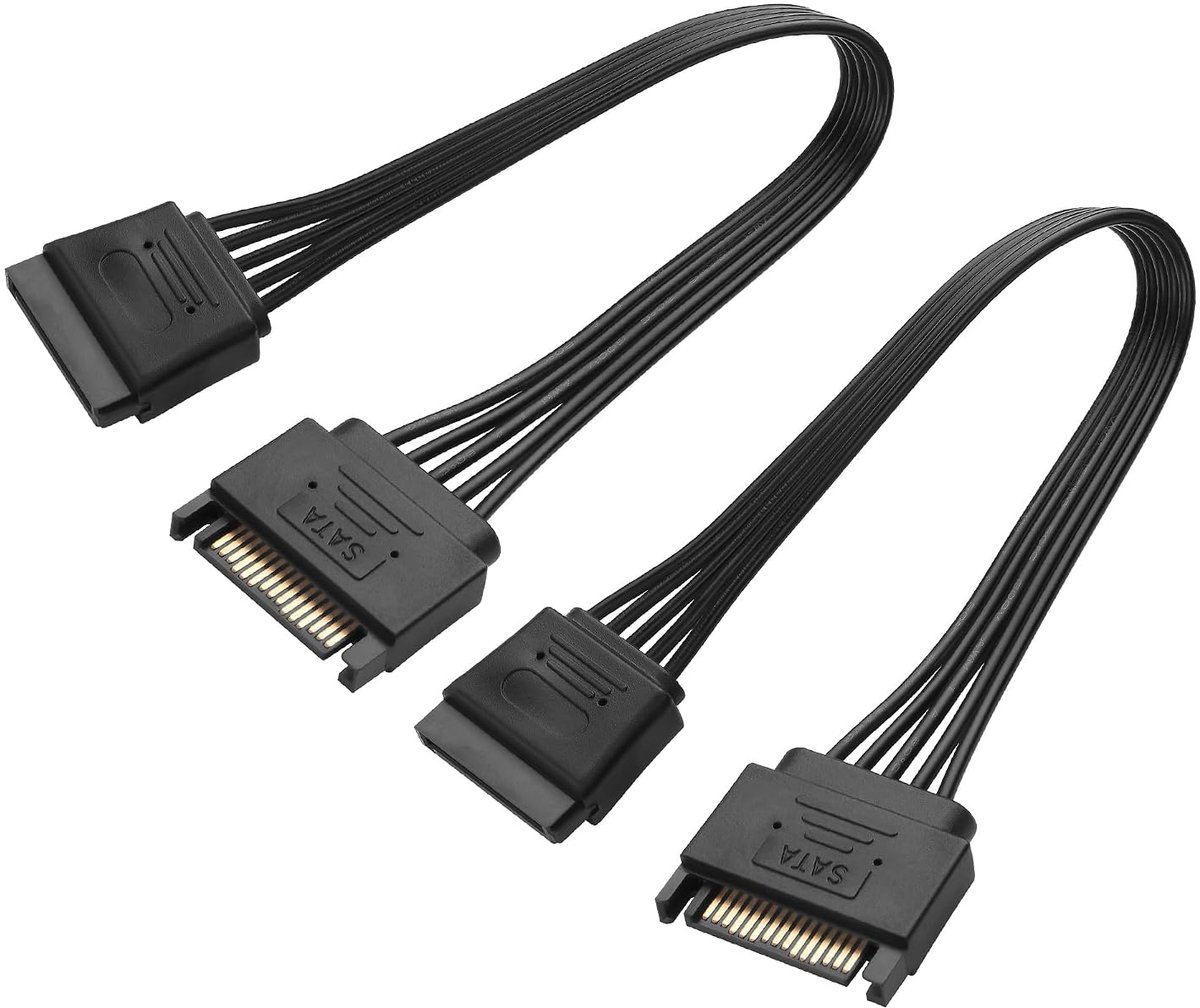 GINTOOYUN 2 Pack 15 Pin SATA Power Extension Cable 18AWG 15 Pin Male to Female SATA Hard Drive Power Cable for Hard - ShopVlot