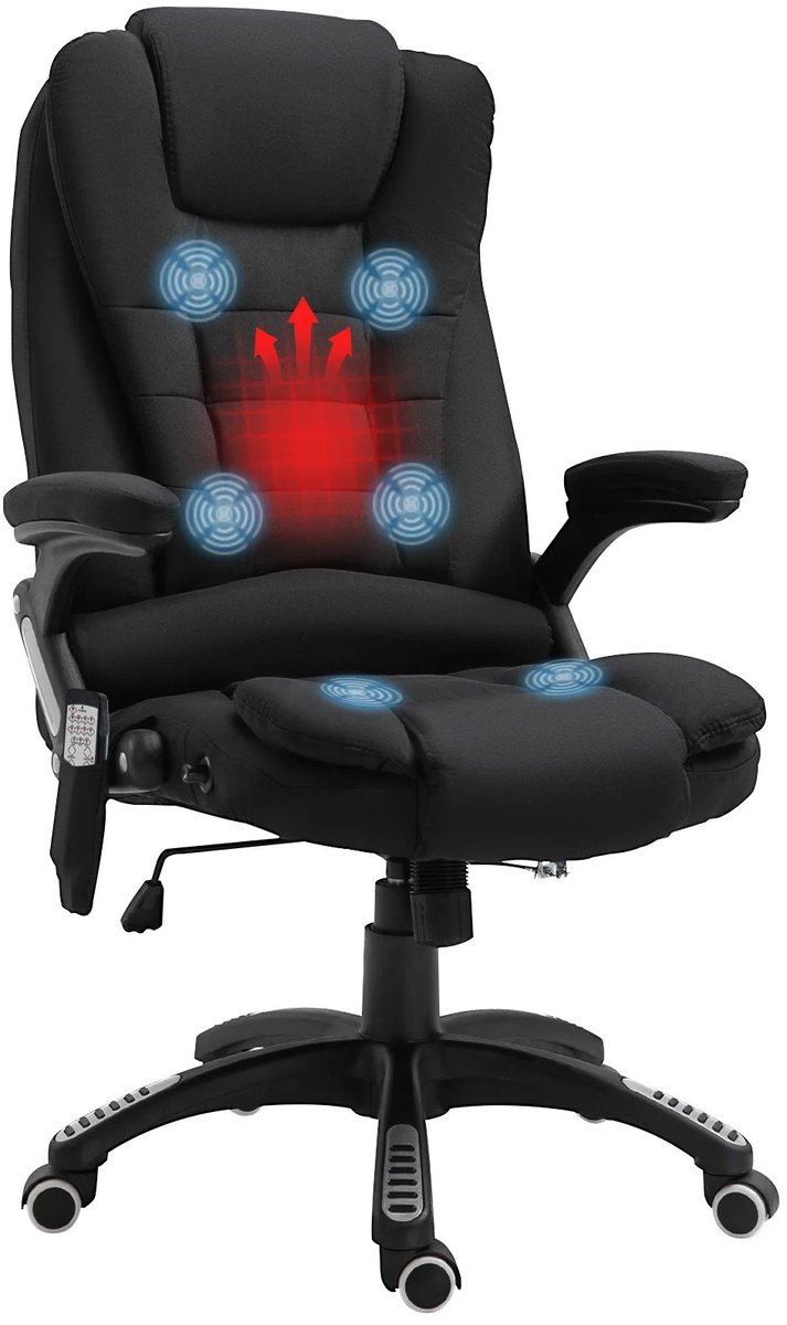 ITRONIQ Bureaustoel met Massage en Verwarming – Ergonomische Bureaustoel Volwassenen – Verstelbaar en Kantelbaar – Zwart