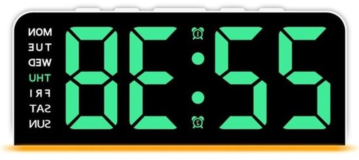 Digitale wekker - Tafelklok met alarm - Voor wakker worden - Instelbaar dubbel alarm - Regelmatig formaat - Wit en groen