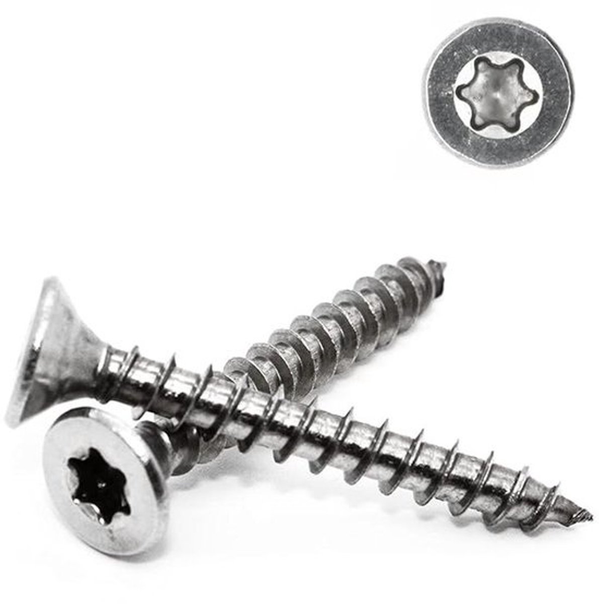 Spaanplaatschroeven - Houtschroeven - Voor het bevestigen van materialen - A2 roestvrij staal - 3.5 x 12 mm - Zilverkleurig