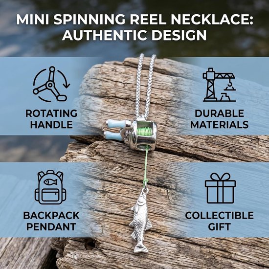 Mini Hengel Pendant met Draaihandvat en Ketting voor Vissers - Ideaal voor Visspullen en Accessoires — afbeelding 3