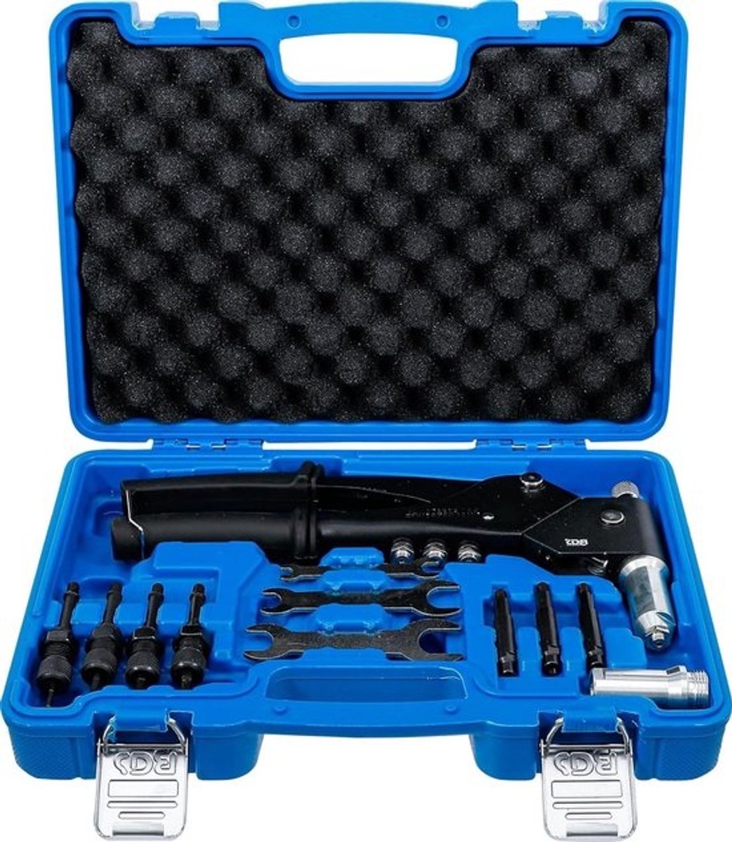 Klinknageltang - Set - Nietpistool - Voor metalen bevestiging - 360° draaibare kop - M3 tot M6 - Zilverkleurig