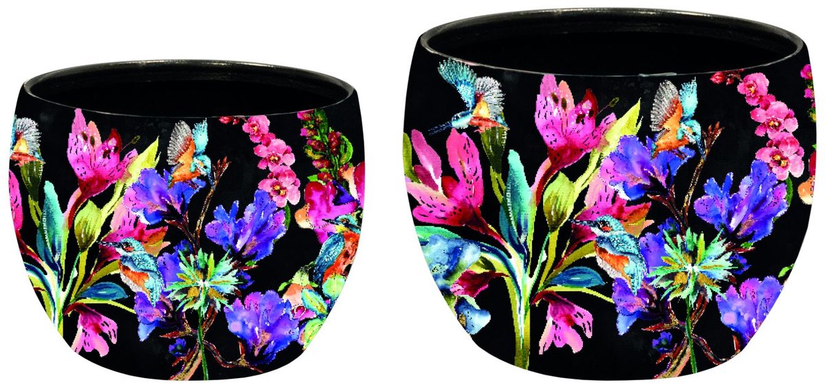 TS Collection - Pot Designed by Lammie - Midnight bloom - Mini set van 2 - Metaal & Epoxy - Exclusieve woonitems voor binnen - Handgemaakt - Unieke print - Designed by Lammie