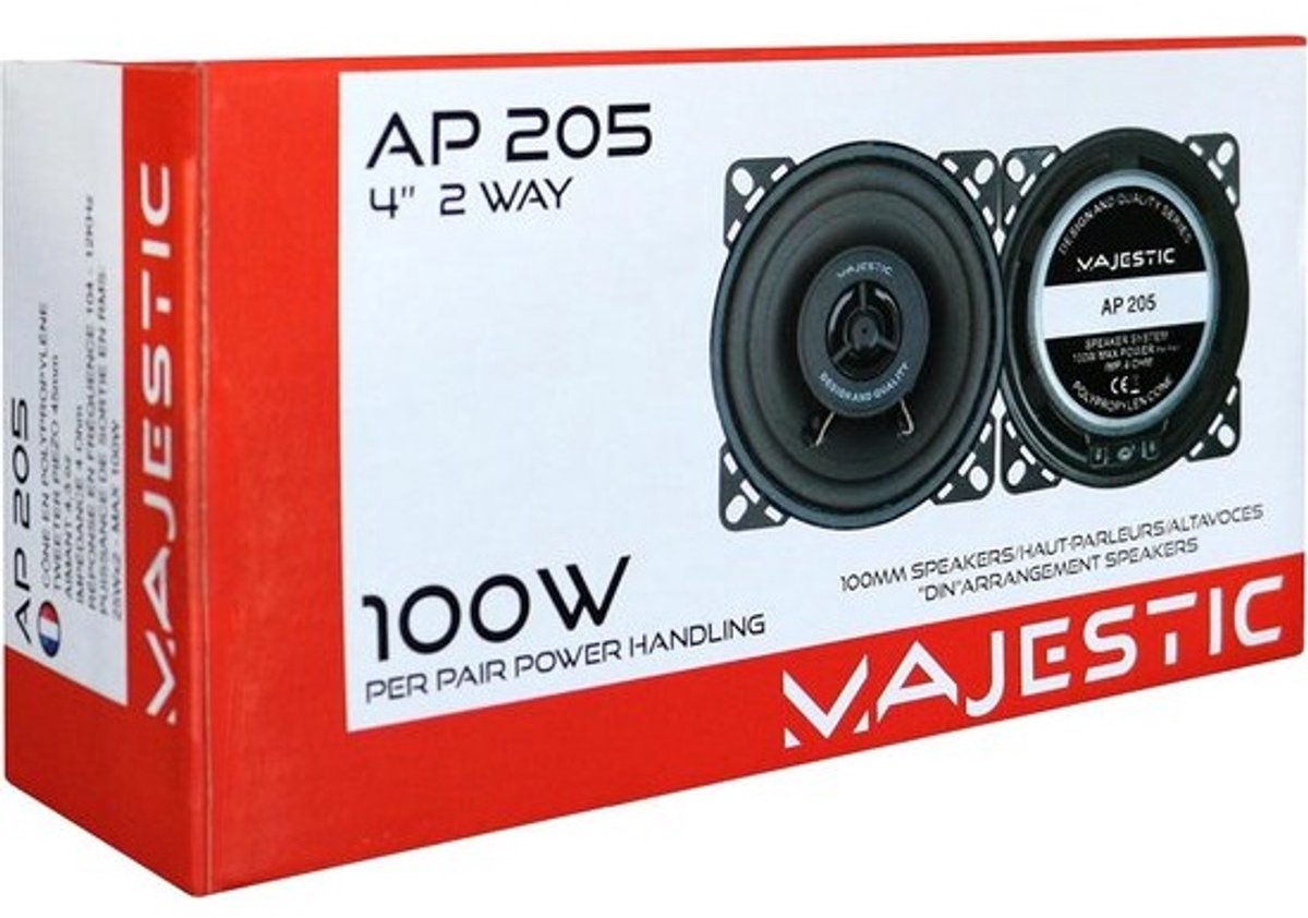 Auto speaker - Muziekinstallatie - Verbeterd geluid - Waterdicht ontwerp - 100mm - Zwart