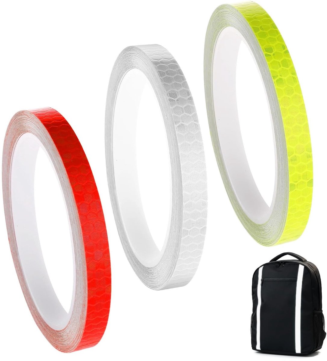 Reflecterende tape 10mm x 8m - Zelfklevend, waterdicht en snijdbaar voor voertuigen, fietsen en helmen - Neon waarschuwingstape in rood en wit