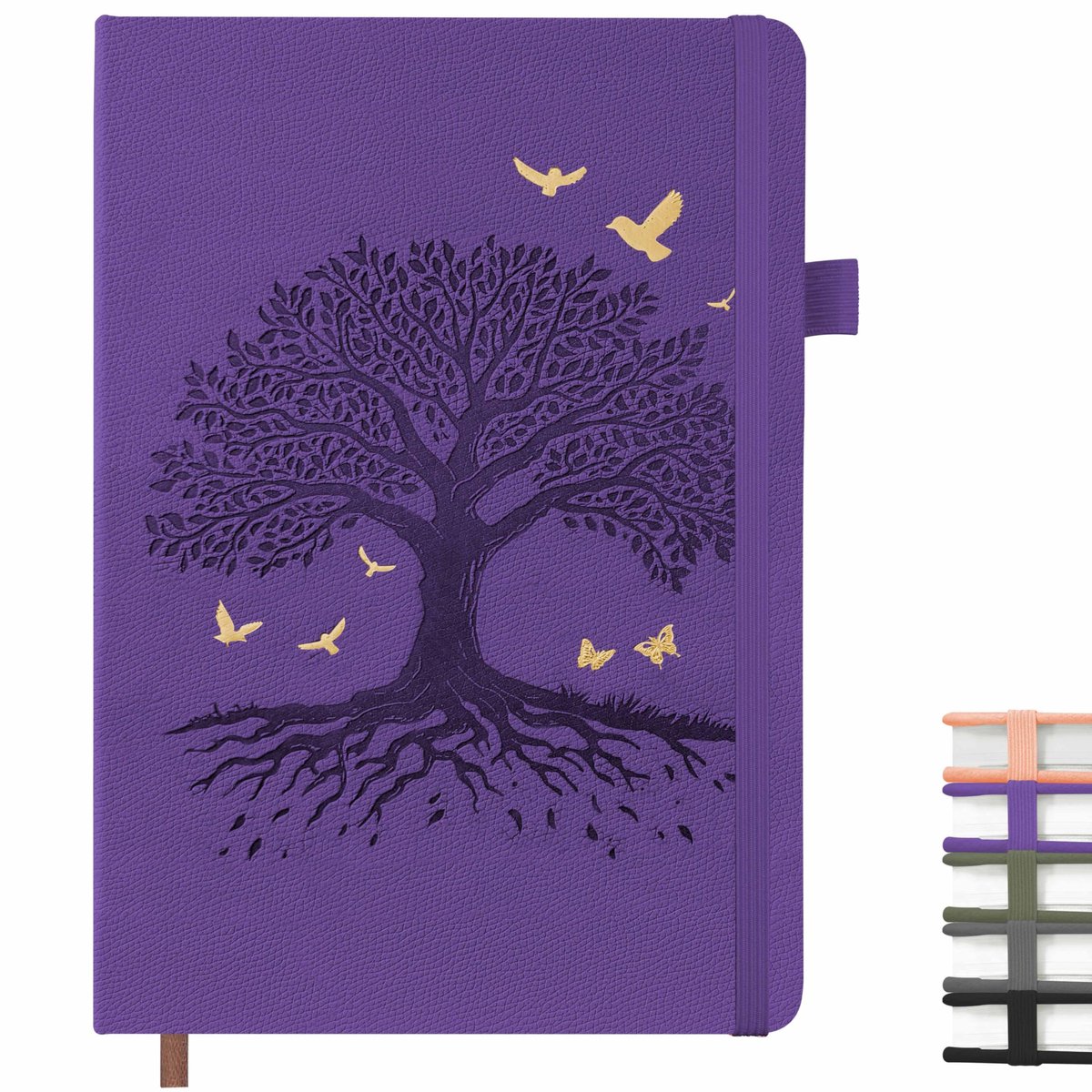 Eichenblatt Notitieboek A5 Gelijnd met Dankbaarheidsboom-Design, Dagboek met 200 pagina's, PU hardcover notitieboek - ShopVlot