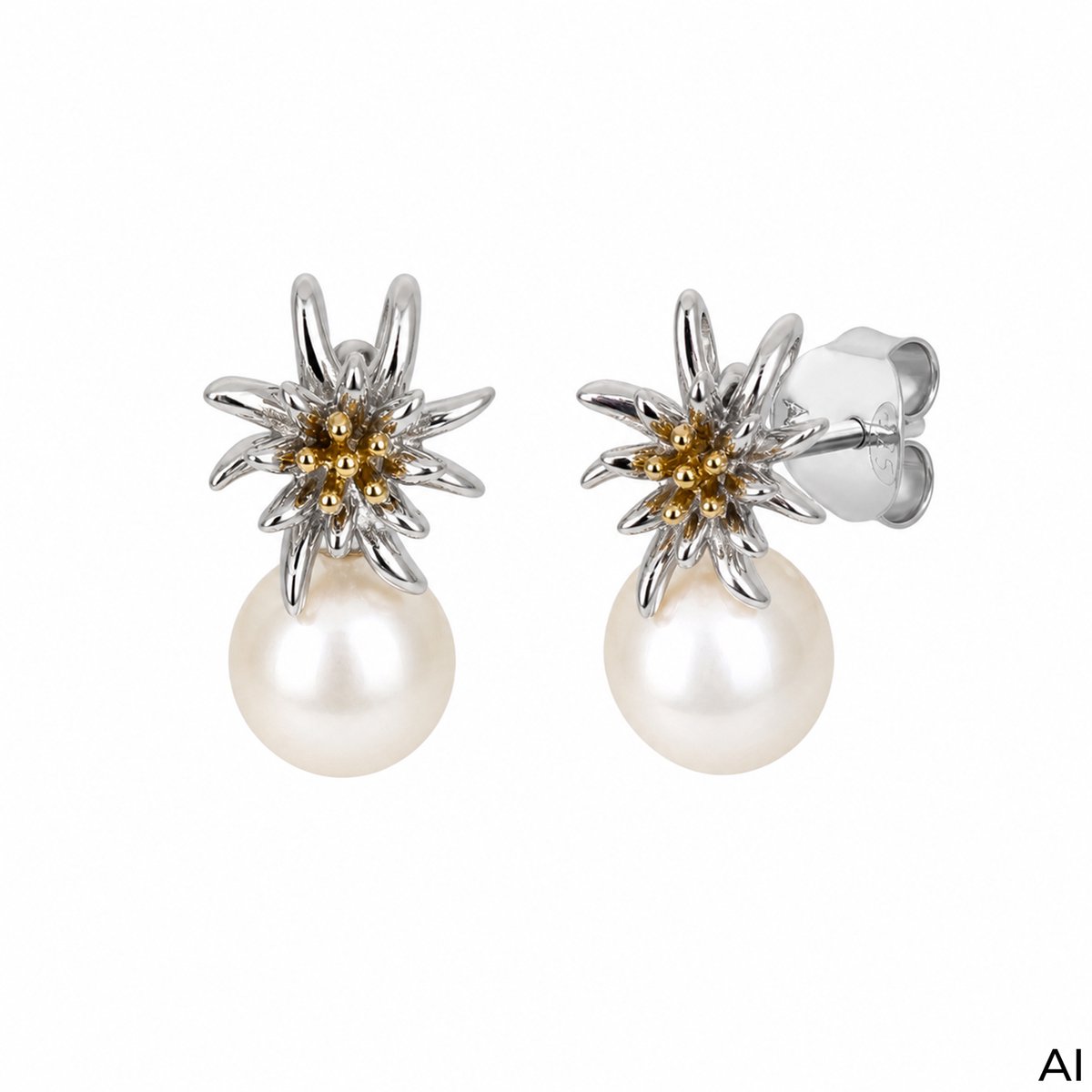 Celesta Ohrstecker 925/- Sterling Silber Tracht zweifarbig Perle