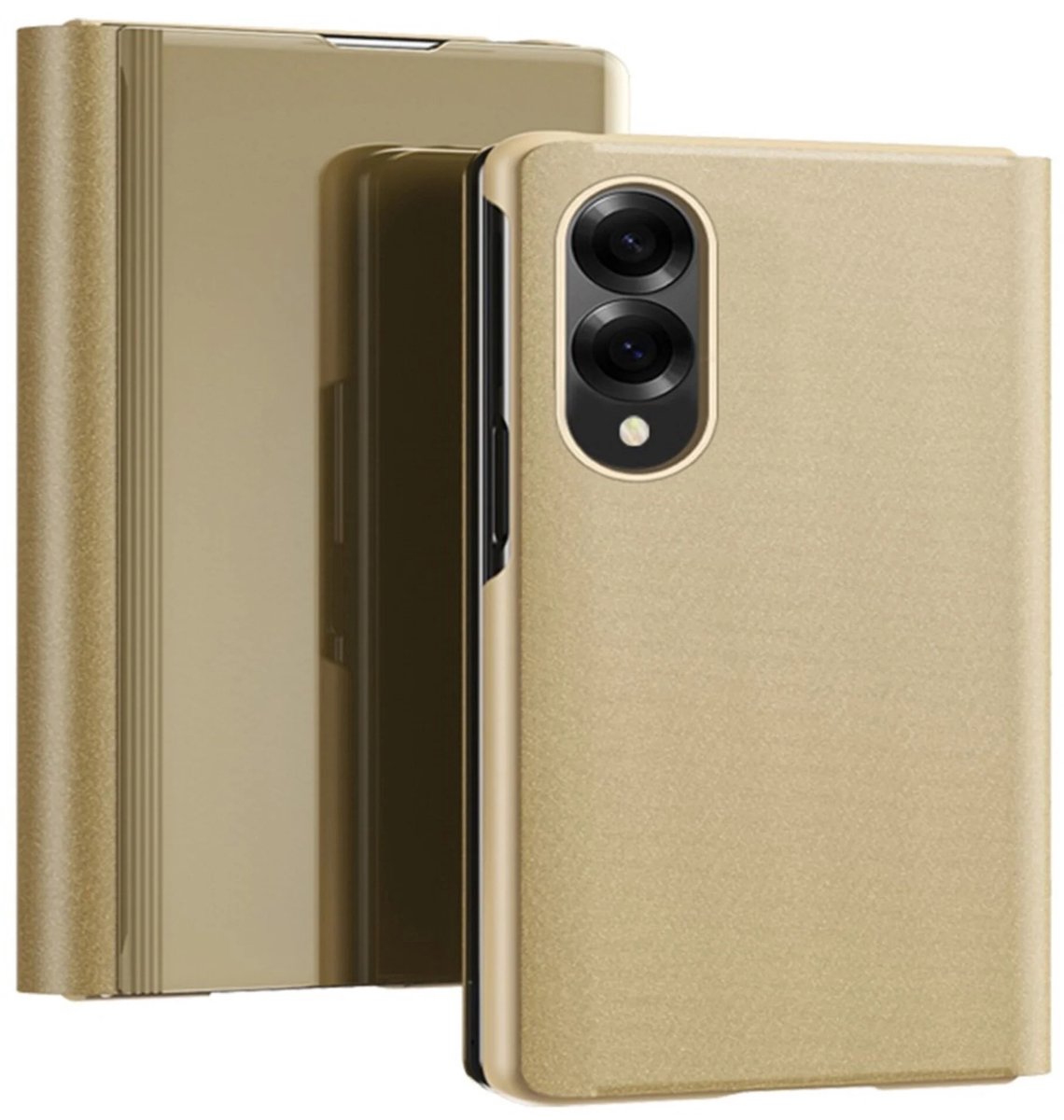 Casety Geschikt voor Samsung Galaxy Z Fold 8 - Window view cover hoes - Goud