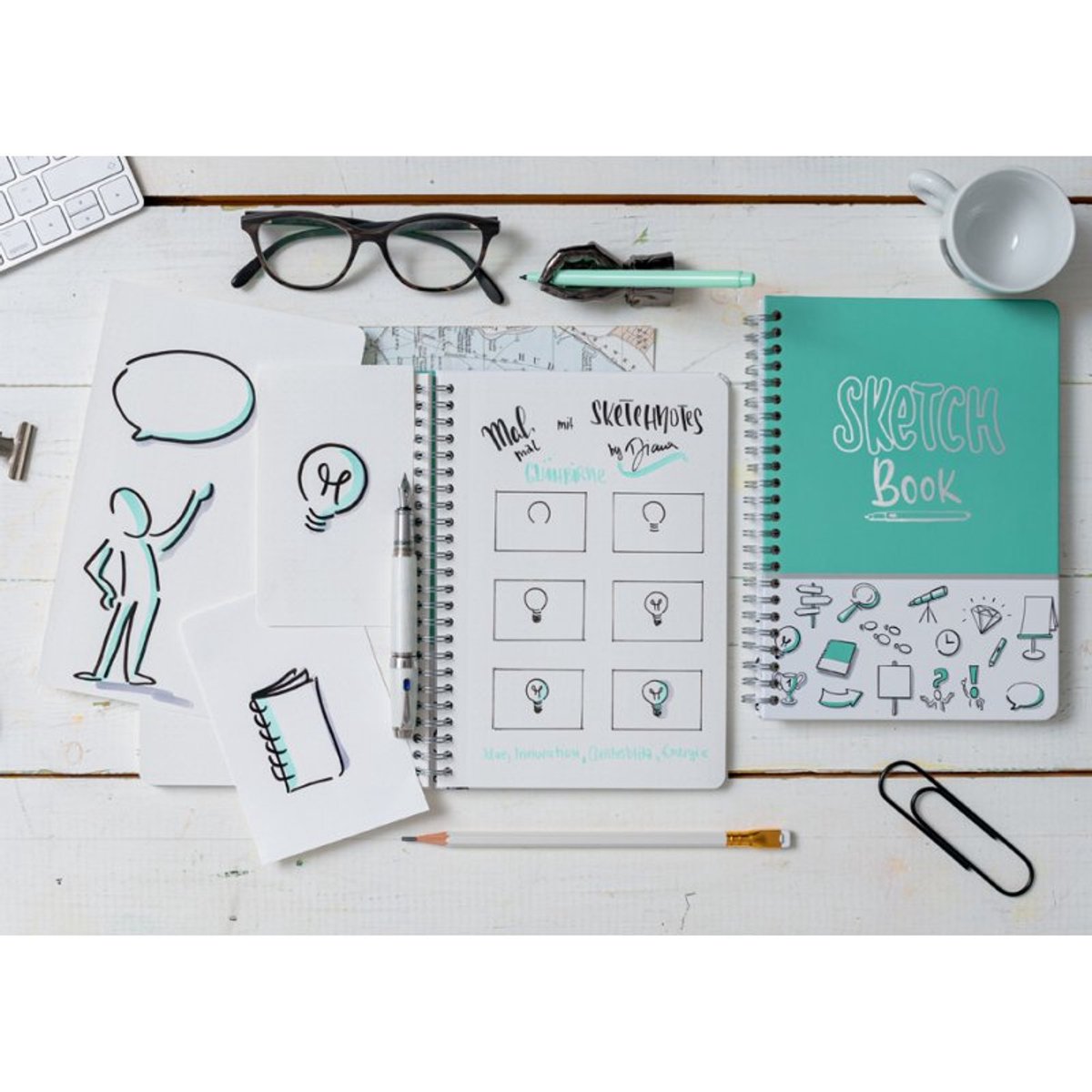 Sigel spiraal notitieboek Jolie SKETCH Book, A5, mint, 60 vel