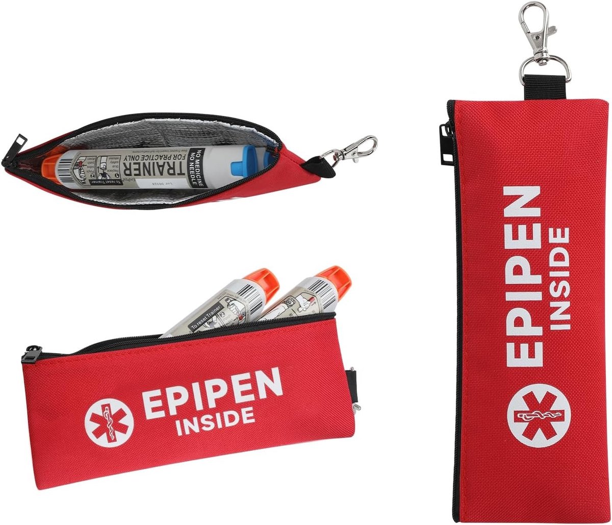 EpiPen Koeltas voor Reizen, Draagtas voor Medicijnen, Compacte Koeltas voor EpiPen, Rood, 7.5 x 21.8 cm, Ideaal voor Veilig Transport van Medicijnen