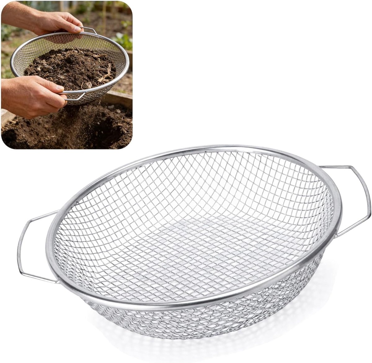 Tuinzeef 30 cm - roestvrij staal - stevig handvat - ideaal voor compost en aarde - ShopVlot