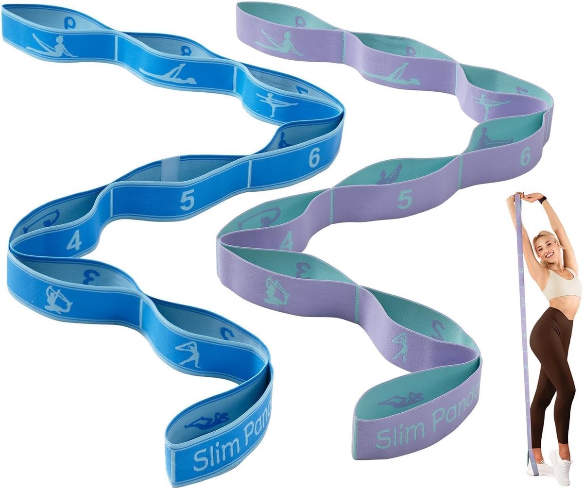 SnelShoppen - Yoga Stretch Band met 9 Loops, Hoog Elastische Yogaband voor Diepe Stretches, Ideaal voor Yoga Training en Fitness, Flexibele Oefenband