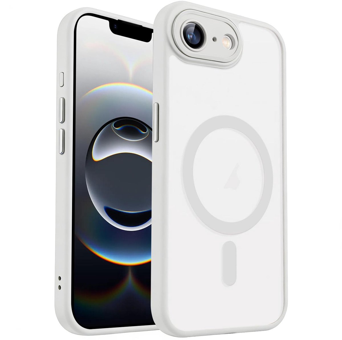 XDcase Skin Feel Transparant Mat Hoesje met MagSafe magneet & Lensbescherming – iPhone 17e / 16e Wit