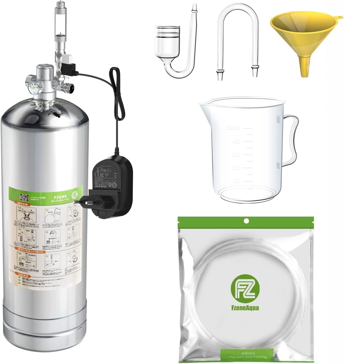 SnelShoppen - 2.5L Aquarium CO2 Generator Systeem DIY Kit met Regulator, Nauwkeurige Naaldklep, Bubble Counter en Solenoid Valve voor Aquariums
