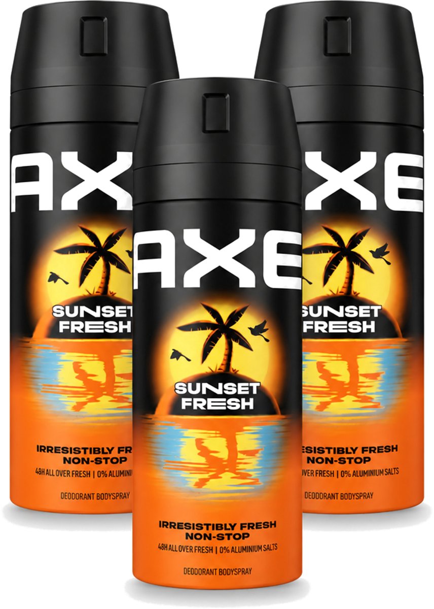 3 x Axe – Deodorant – Sunset Fresh – 150 ml - Voordeelverpakking - 3 stuks