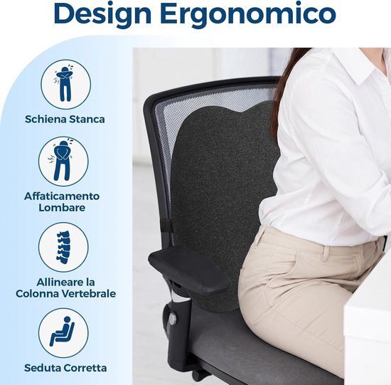 Ergonomisch Lendenkussen - Zwart - Traagschuim - Voor Bureaustoel en Auto — afbeelding 5