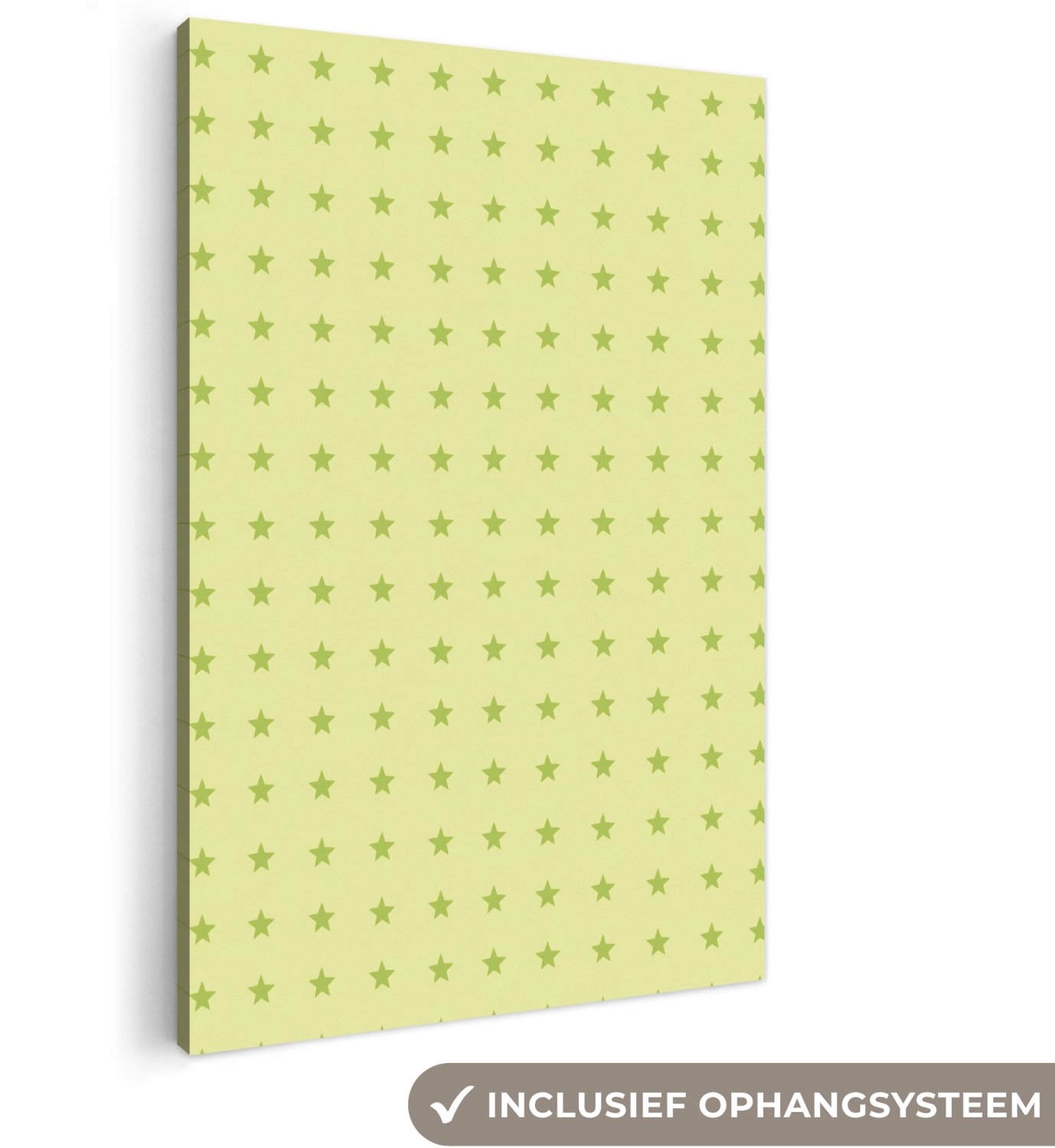 Canvas schilderij 80x120 cm - Exclusieve wanddecoratie Sterren - Patroon - Groen - Muurdecoratie woonkamer - Slaapkamer decoratie - Kamer accessoires - Schilderijen op canvas groot XXL