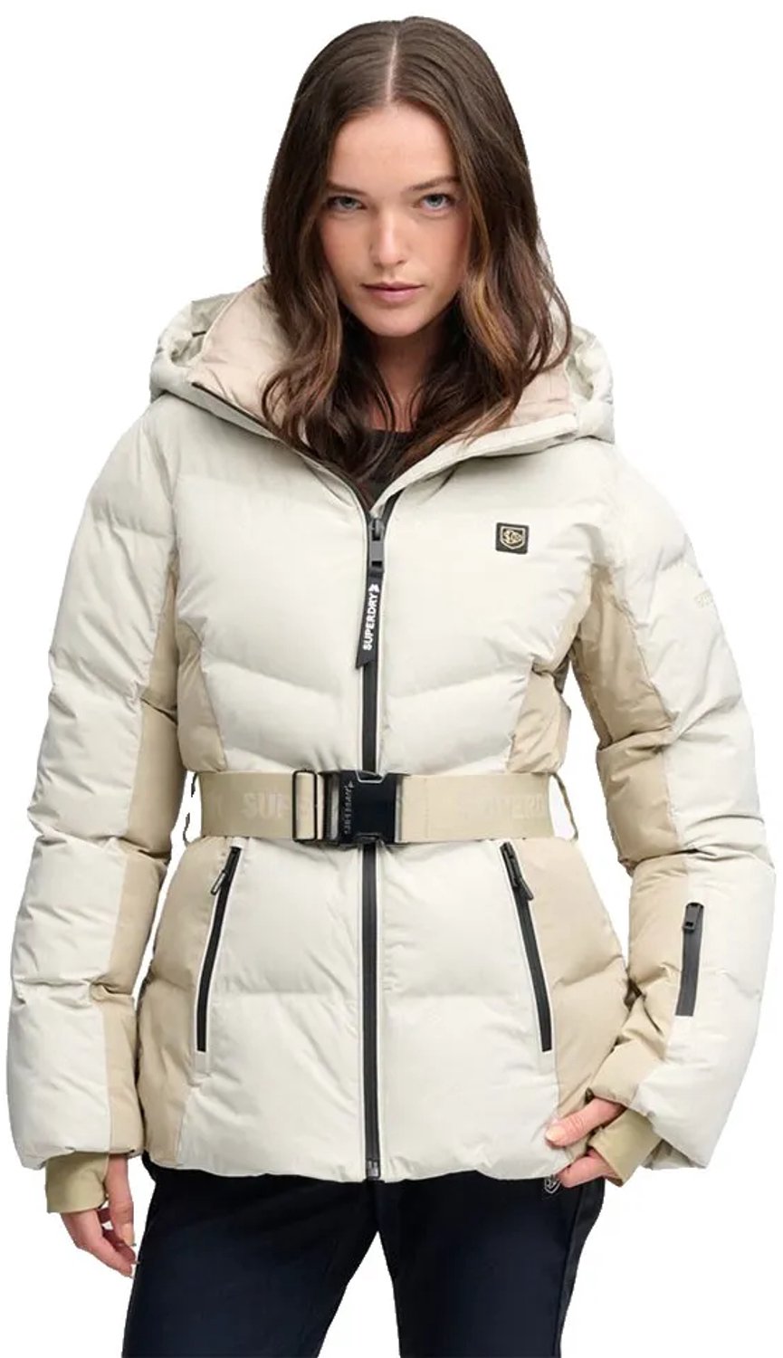 Superdry Luxe Belted Ski Padded Jas Vrouw Creme