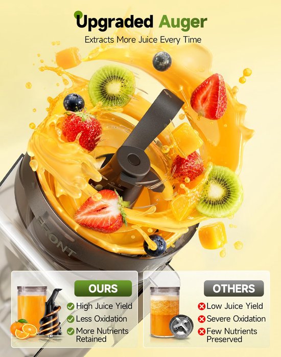 Slowjuicer - 158 mm Voergoot - Hele Vruchten - Zwart — afbeelding 4