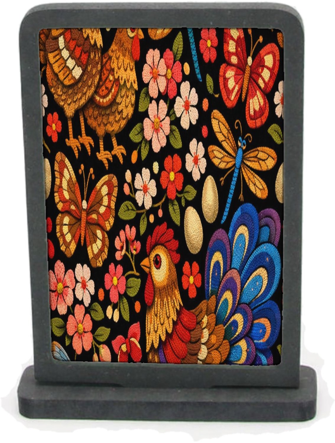 Mr Cadeautjes Houten fotolijst rechthoek met MDF inleg - design Een tuinpatroon met vlinders, libellen en bloemen in een han | cadeau Wit