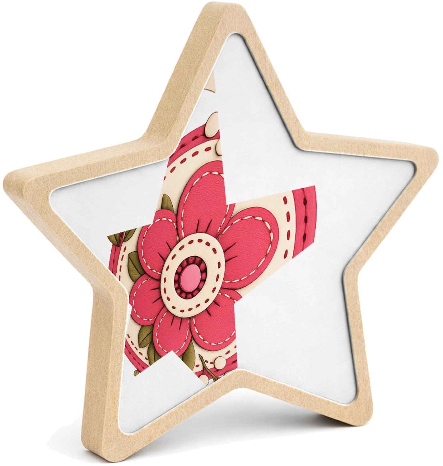 Mr Cadeautjes MDF fotolijst ster 14 x 13,5 - design Een vrolijke complimentenbadge met retro bloemenkader en cen | cadeau Wit
