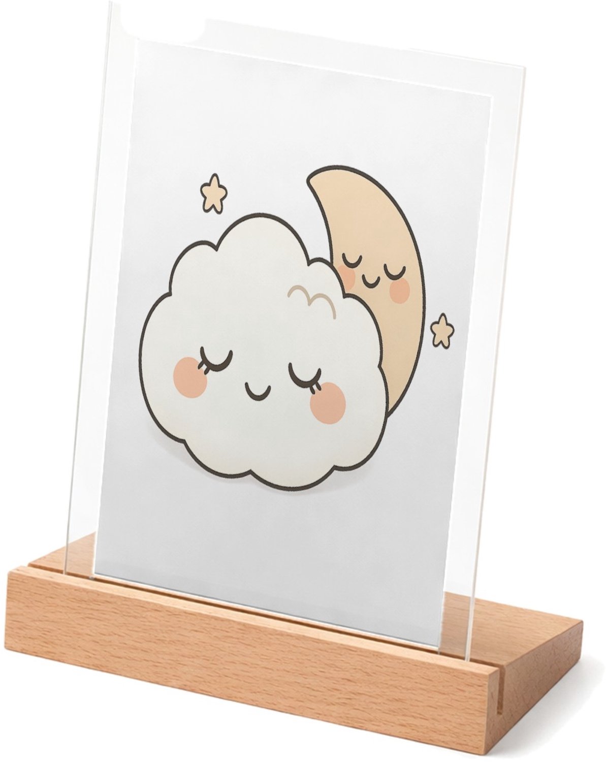 Mr Cadeautjes Glasframe met vaste tekst - design Rustige regenboogvrienden met gesloten ogen | cadeau Wit