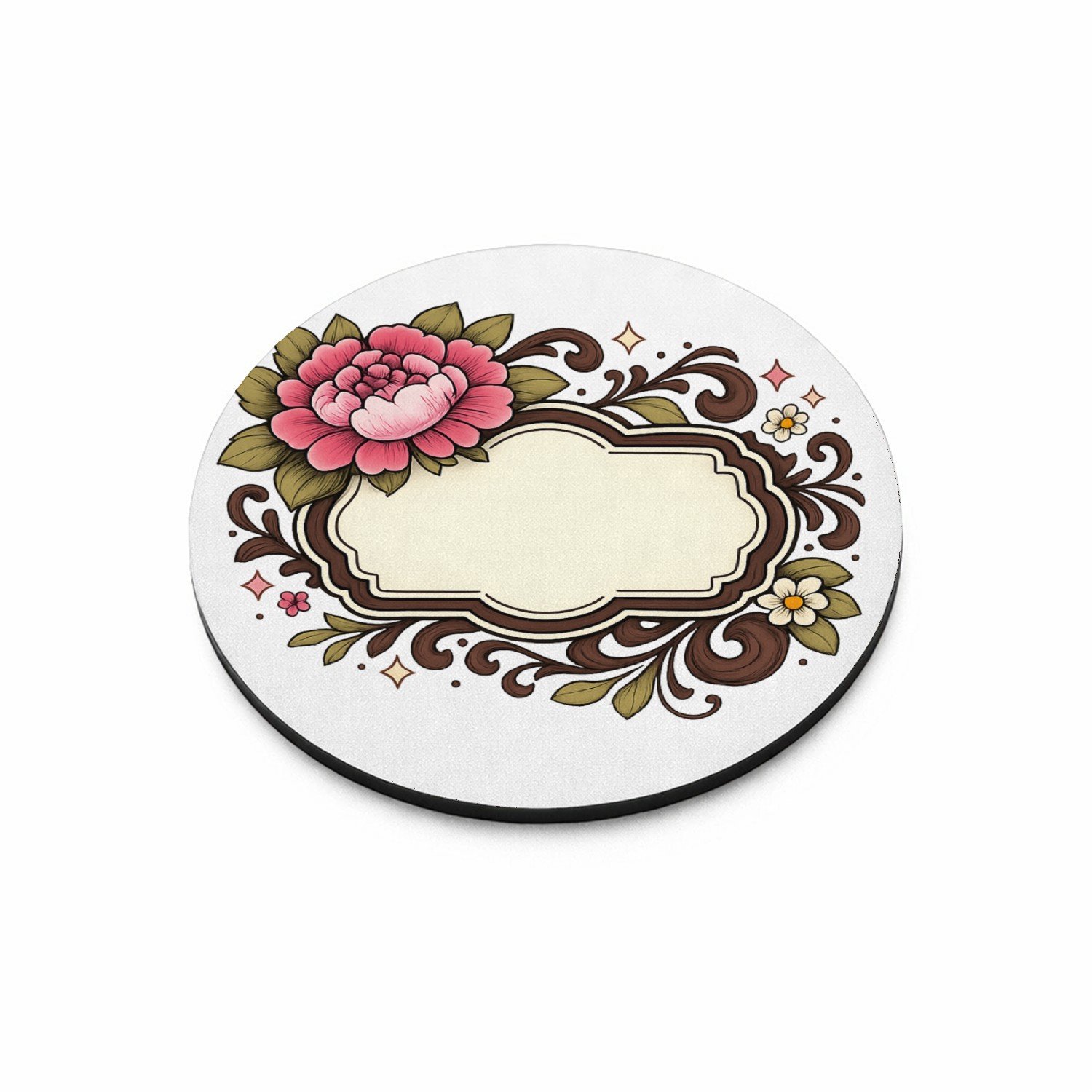 Mr Cadeautjes MDF magnetische fotolijst rond Ø 9,5 - design Een warme, persoonlijke complimentkaart in een botanisch kad | cadeau Wit
