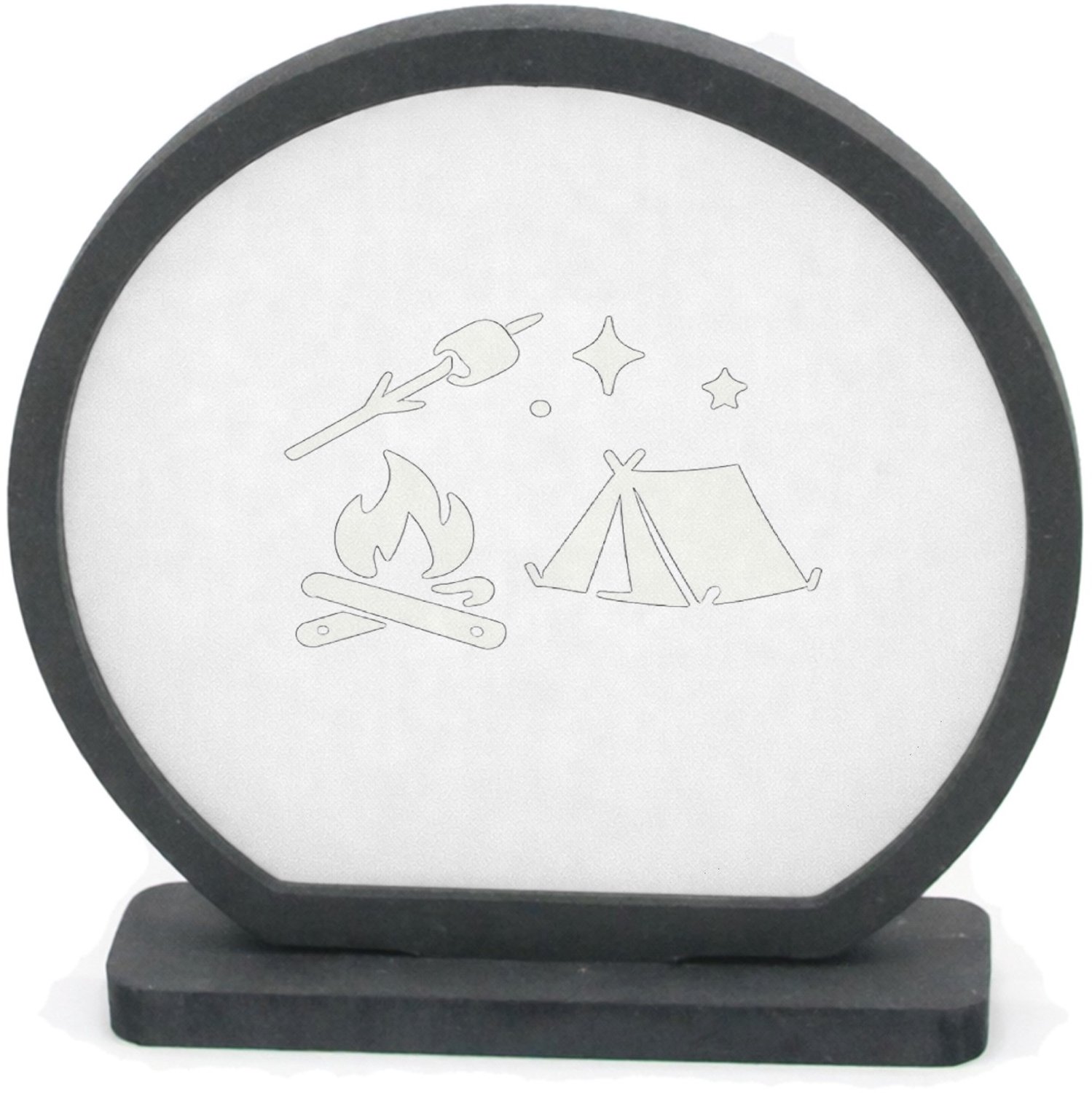 Mr Cadeautjes Houten fotolijst rond met MDF inleg - design Minimalistische buitenhumor met een avondvuur-thema | cadeau Wit