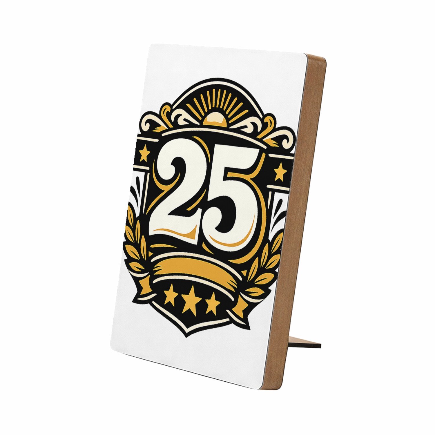 Mr Cadeautjes Glasframe/MDF 12,7 x 17,8 - design Retro jubileumontwerp met een groot middenicoon en gebogen t | cadeau Wit