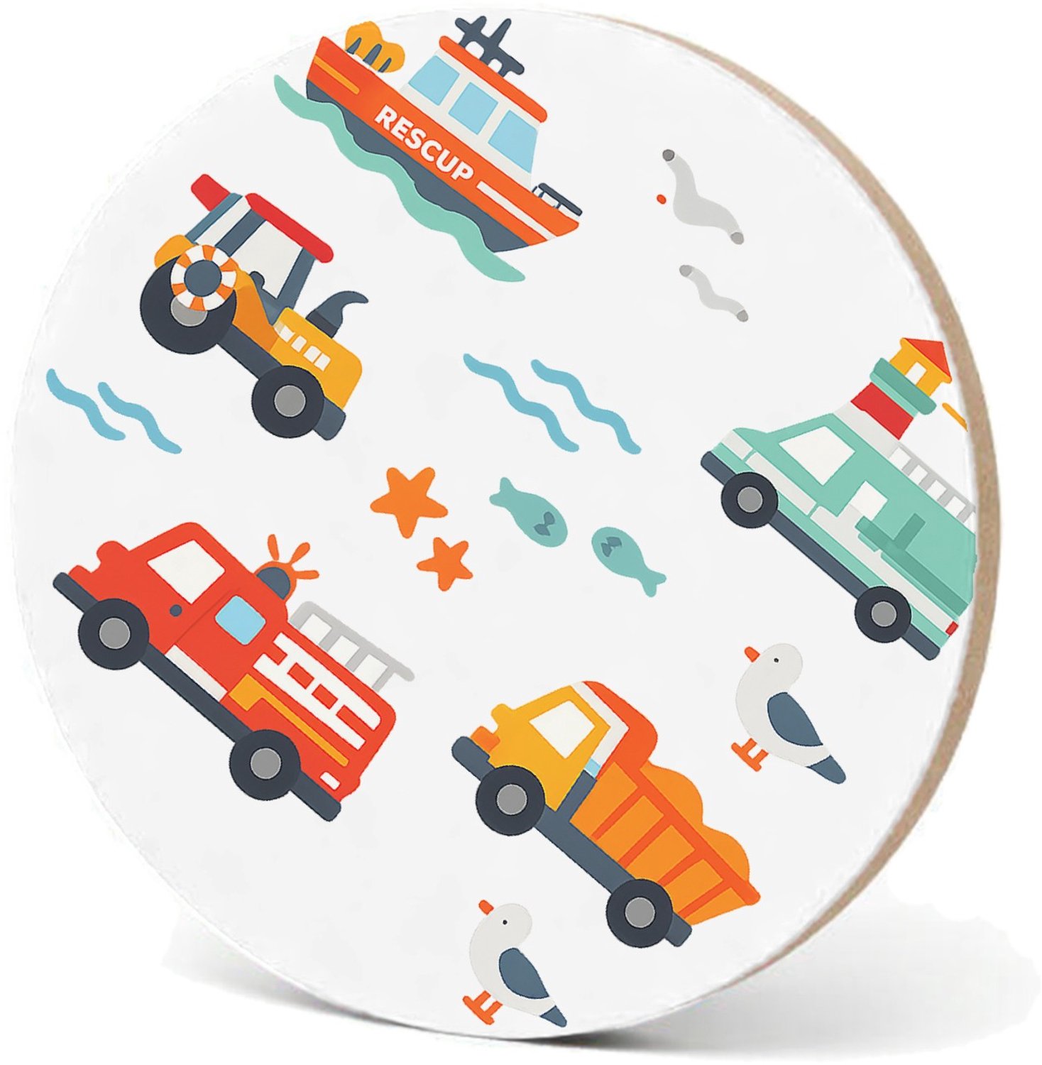 Mr Cadeautjes MDF fotolijst - design Reddingsvoertuigen op zee | cadeau Wit