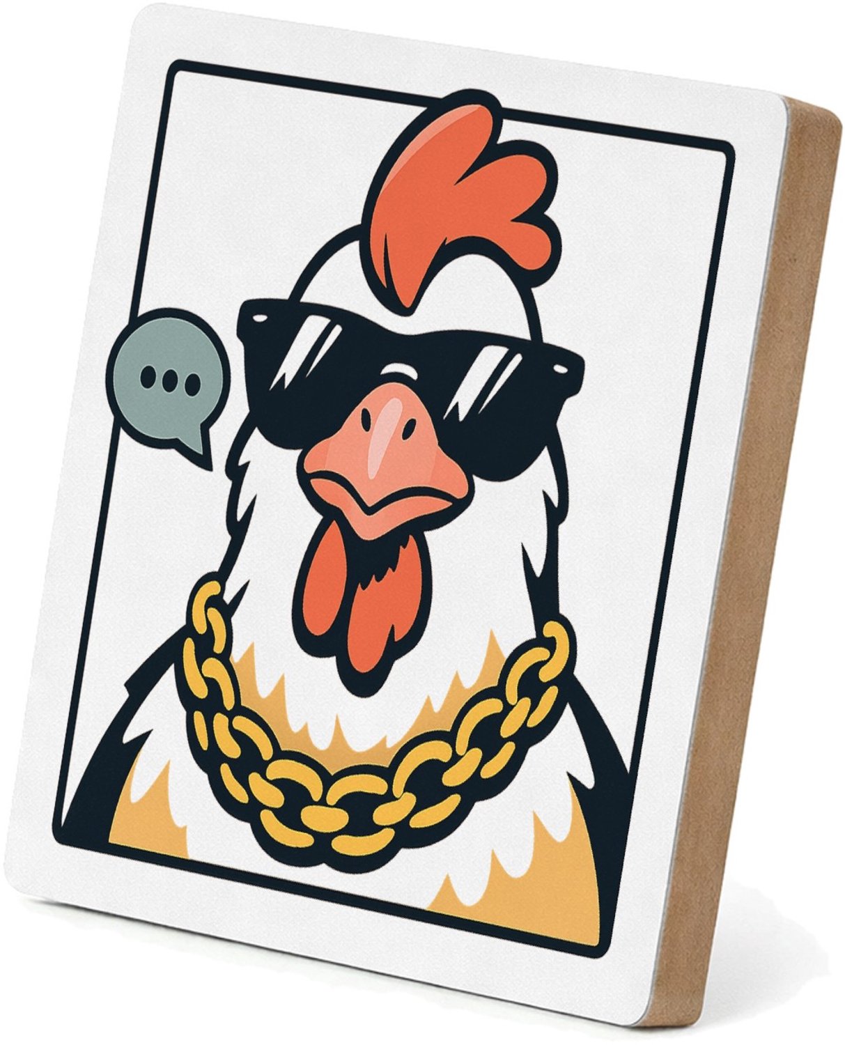 Mr Cadeautjes MDF staande fotolijst 15,2 x 15,2 - design Retro karakterprint met onverwachte zelfverzekerdheid | cadeau Wit