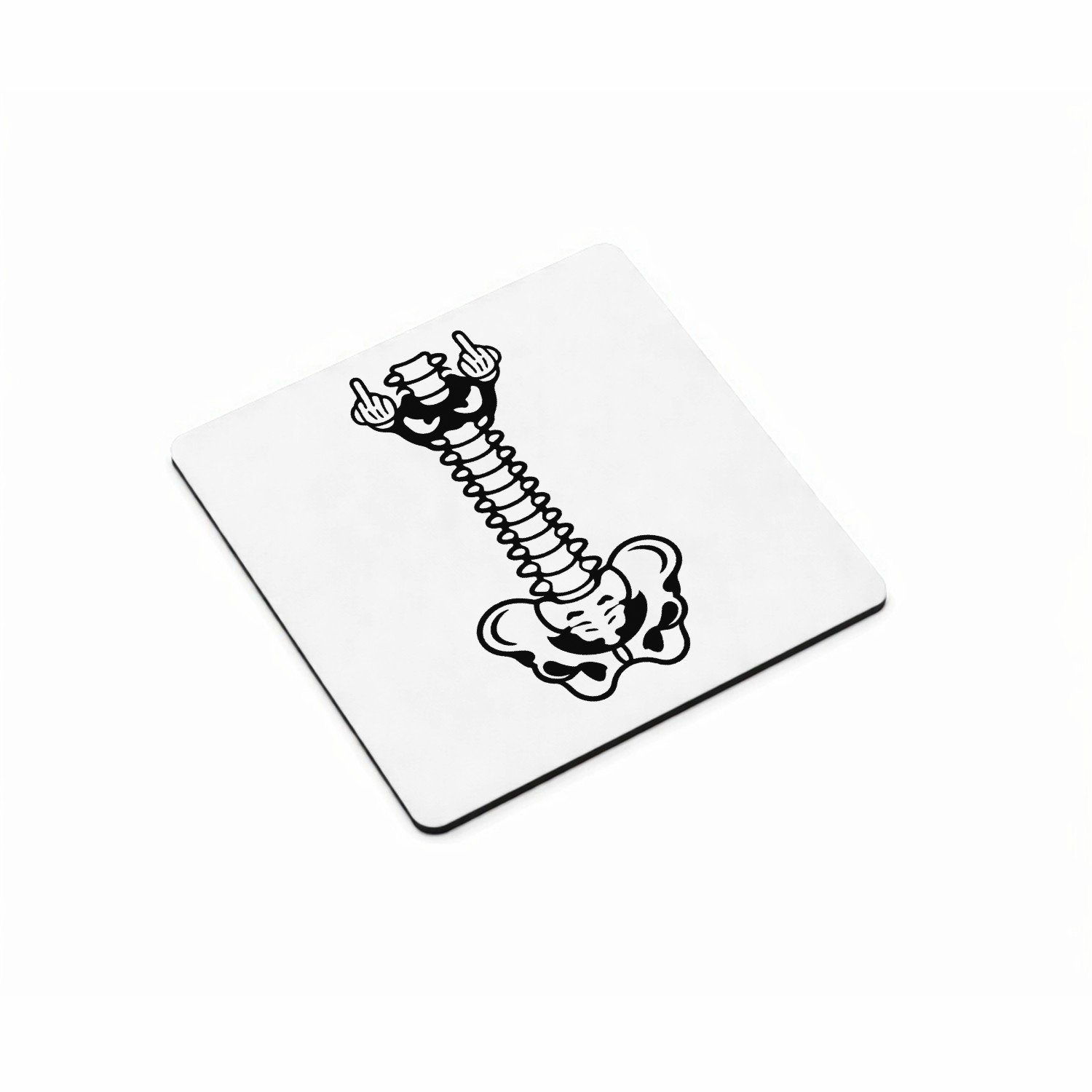 Mr Cadeautjes MDF magnetische fotolijst vierkant 9,5 - design Humoristische lichaamsgrap met een andere verticale anatomis | cadeau Wit