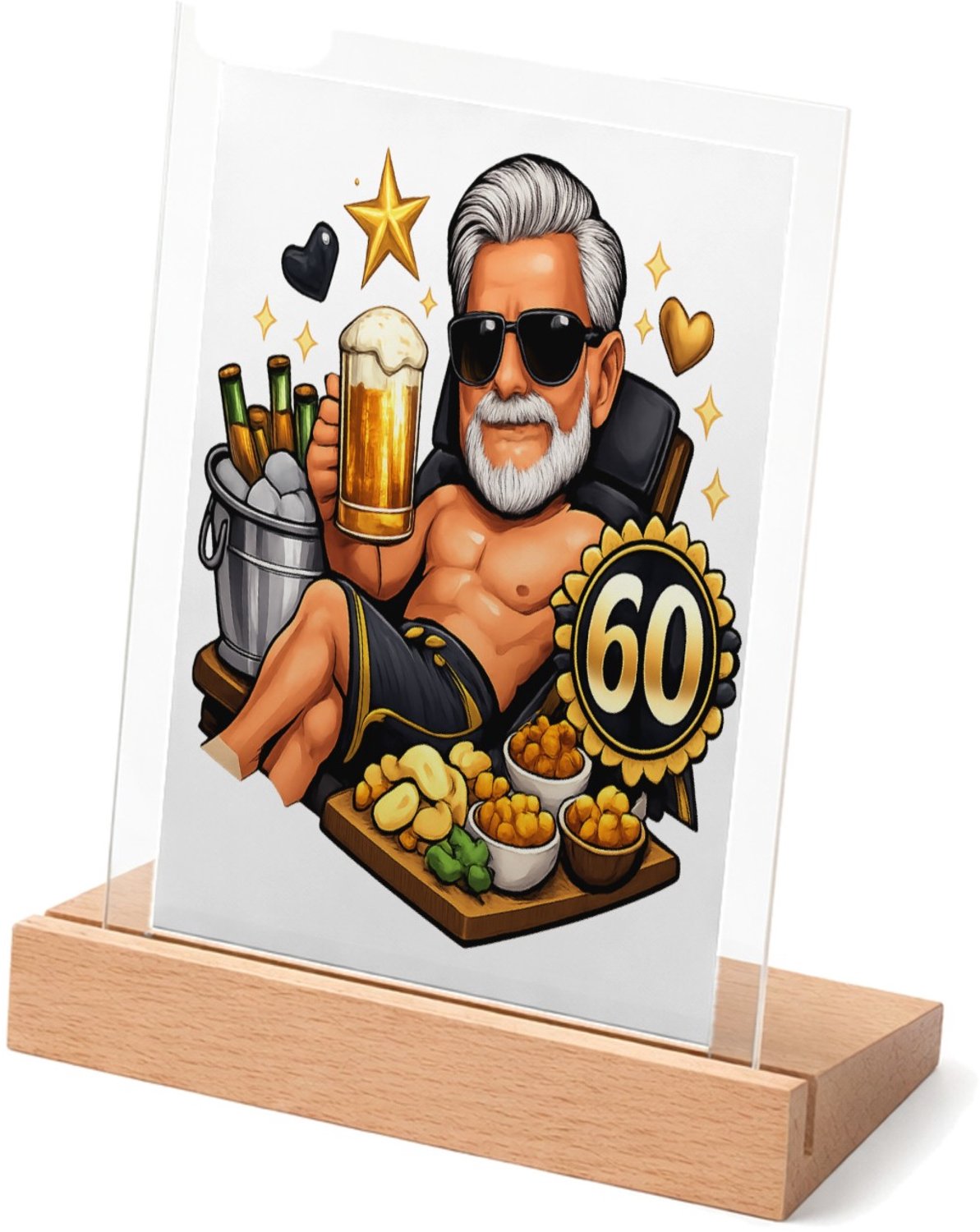 Mr Cadeautjes Glasframe met vaste tekst - design Jubileum-cocktail in loungestijl | cadeau Wit