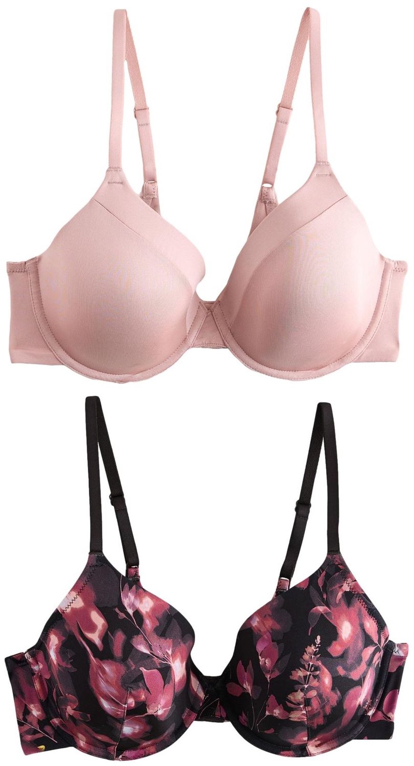 Next Dames - Set van 2 gladmakende Ultimate Comfort beha's met vullingen en hele cups - Zwart Black Print/Pink