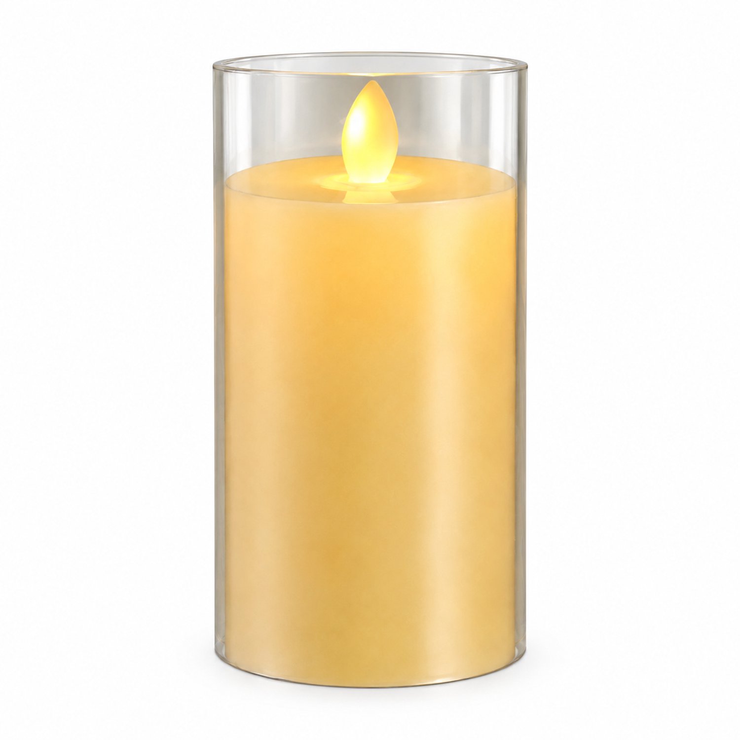 SWGOTA led kaarsen met bewegende vlam - cilindermodel 7.8 x 17.5 cm, warm licht, vlakke rand, op batterijen, batterijen niet inbegrepen Crème