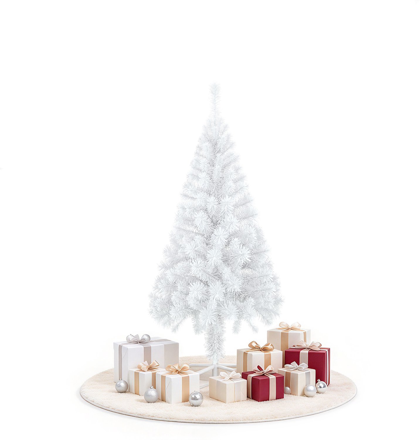 Kerstboom – 180cm Kunstkerstboom – Wit PVC – met Standaard