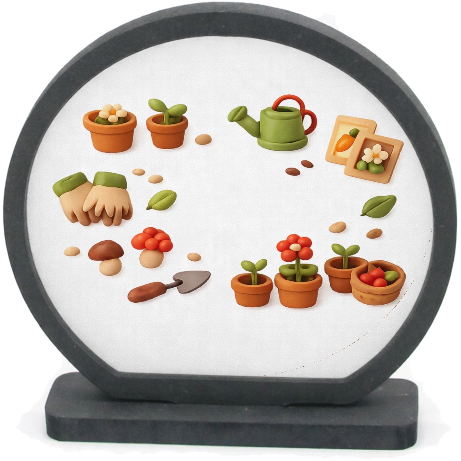 Mr Cadeautjes Houten fotolijst rond met MDF inleg - design Een speelse verzameling van kleine tuin- en natuurminiaturen | cadeau Wit