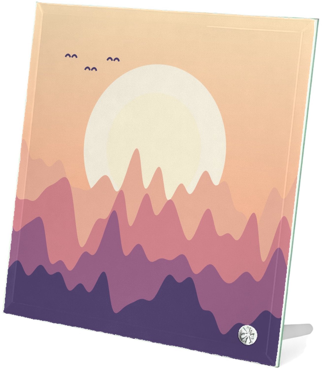 Mr Cadeautjes Glasframe 20 x 20 - design Bergen bij zonsondergang | cadeau Wit