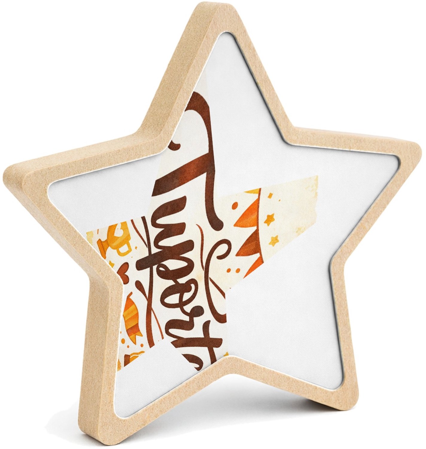 Mr Cadeautjes MDF fotolijst ster 14 x 13,5 - design Een feestelijke familietypografie met één groot centraal woo | cadeau Wit
