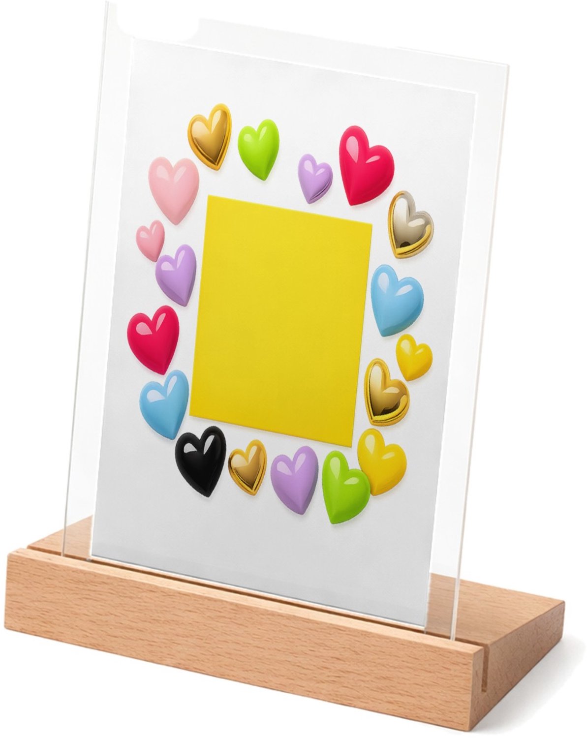 Mr Cadeautjes Glasframe met vaste tekst - design Een speelse centrale kleurkaart met rondom vrolijke glanzend | cadeau Wit