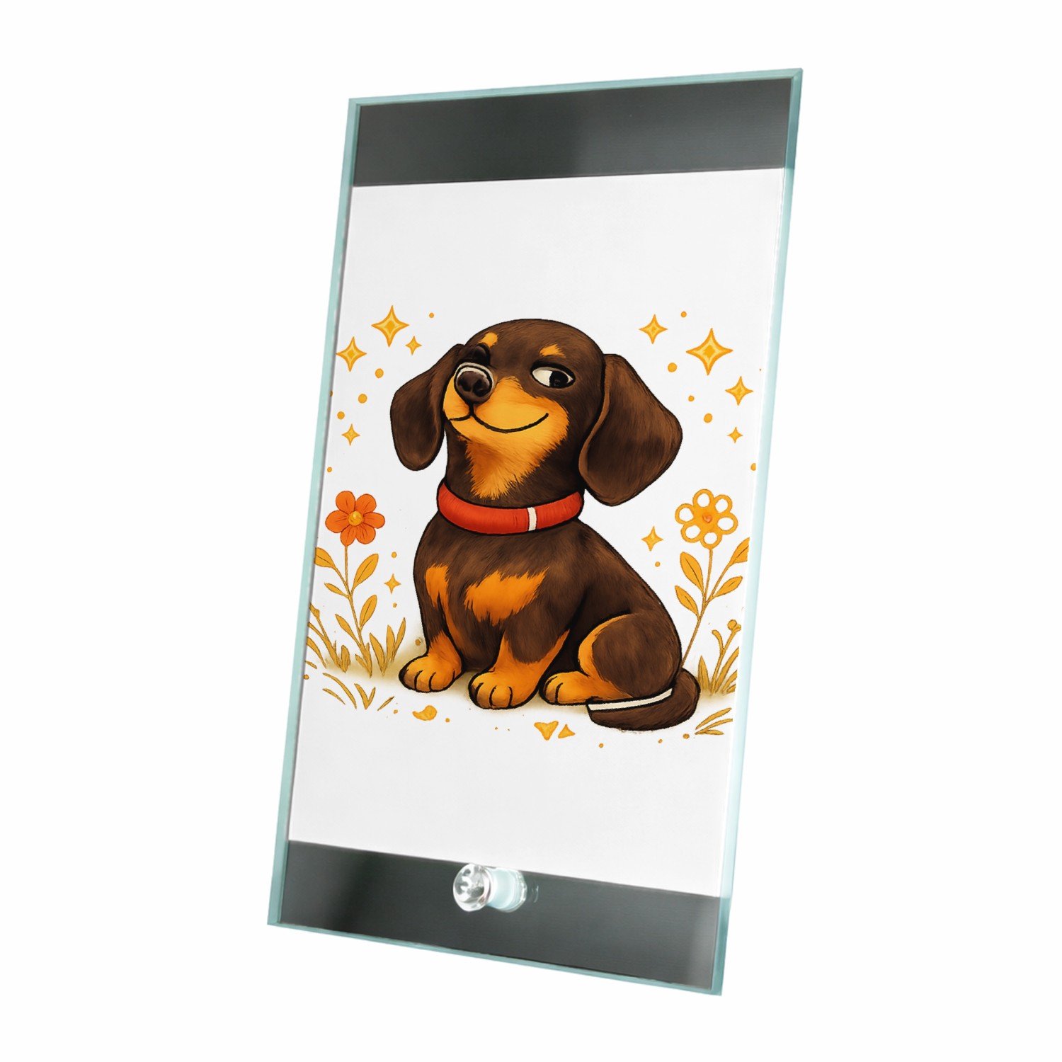Mr Cadeautjes Glasframe 15 x 23 - design Een karaktervolle huisdierillustratie met een trotse, eigenw | cadeau Wit