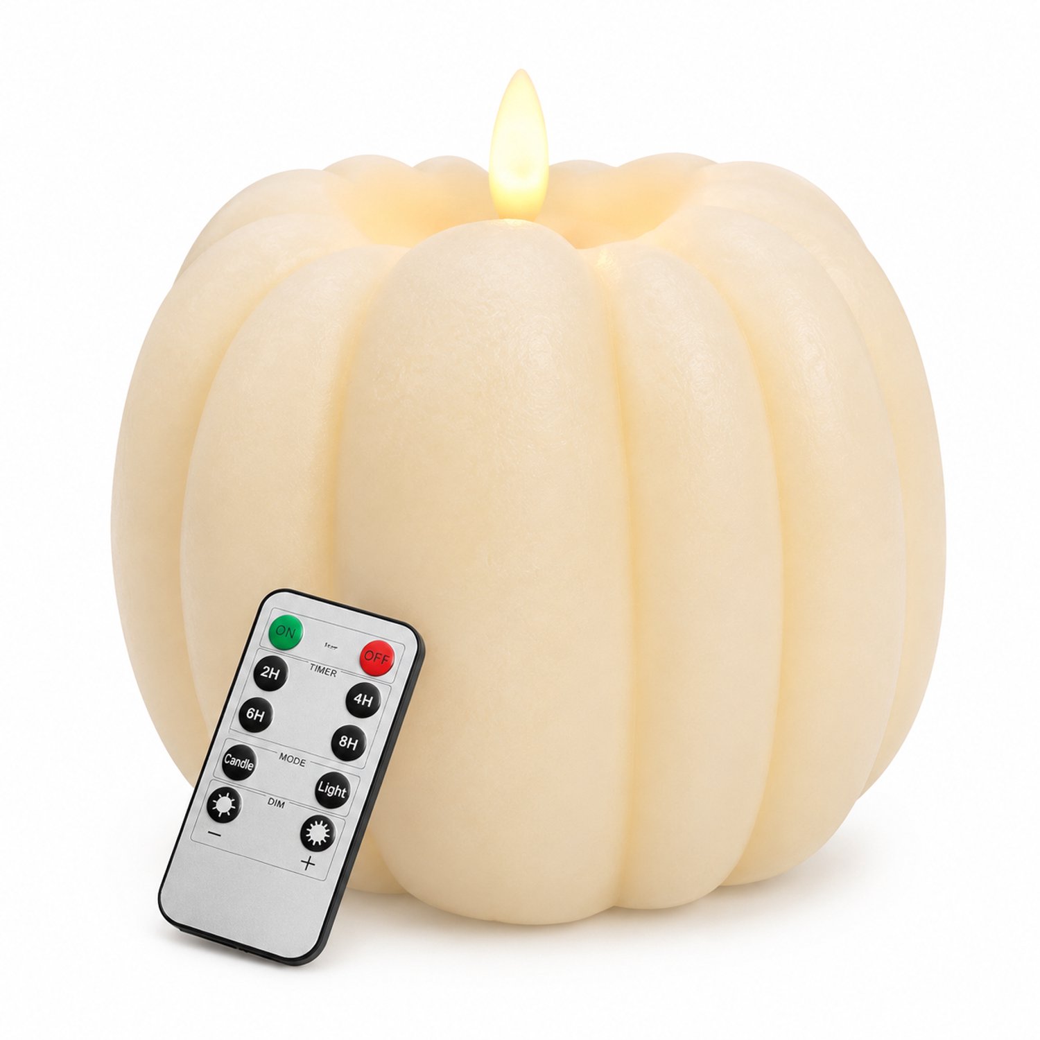 SWGOTA led kaarsen - ivoorkleurige pompoenkaars, 13 x 13 cm, warm licht, voeding met 3 AAA-batterijen, voor herfstdecoratie