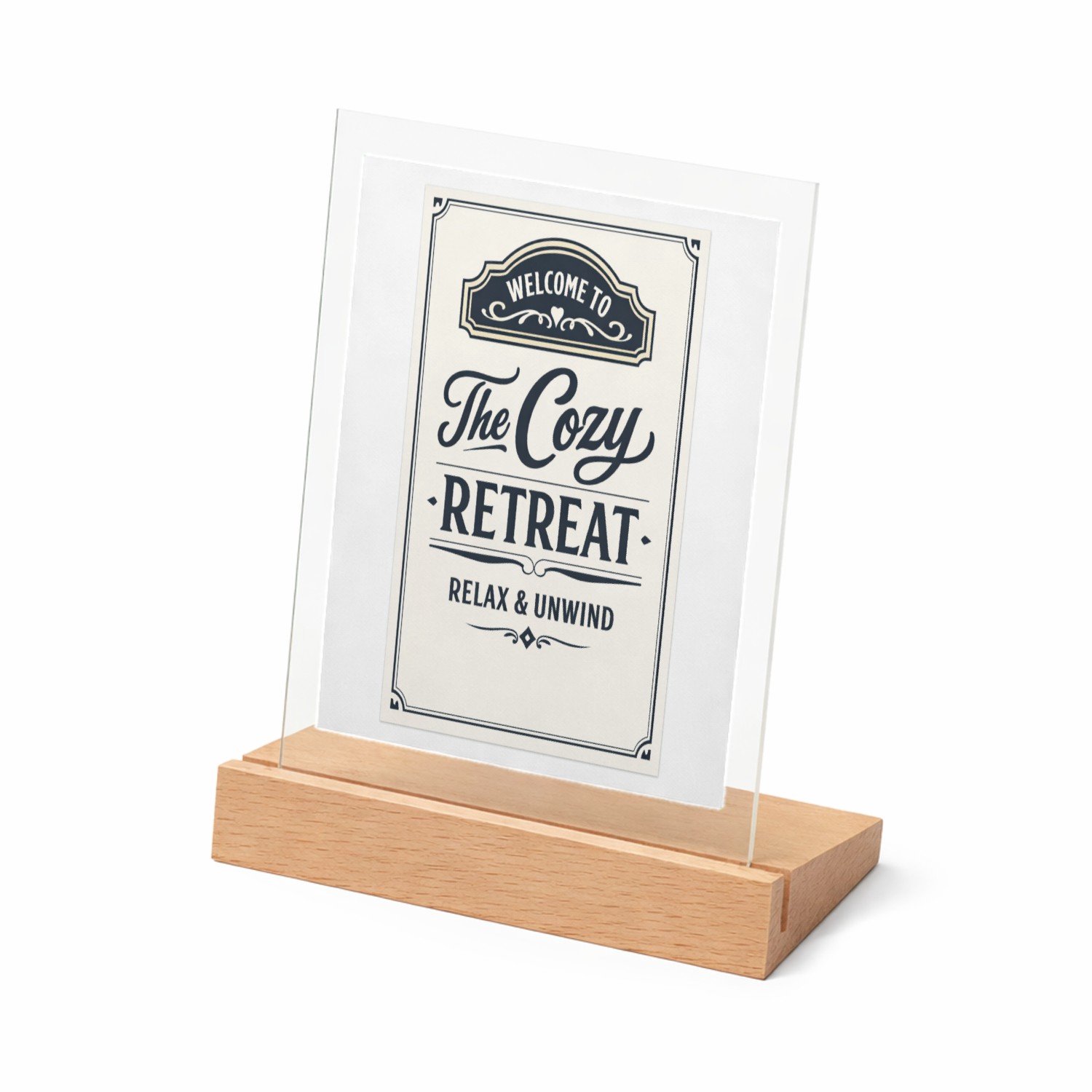 Mr Cadeautjes Glasframe met vaste tekst - design Een elegante 'service-hotel' poster met een speelse thuissfe | cadeau Wit