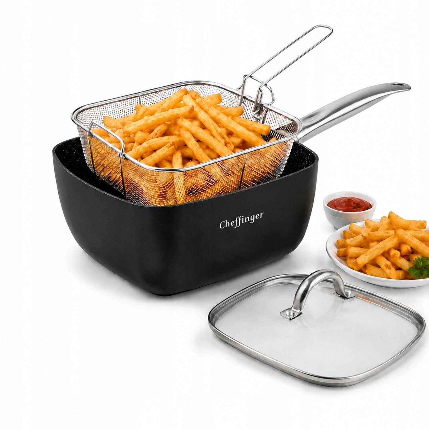 Grote Frituurpan 5.4L met Mandje - Ideaal voor Frites & Vis