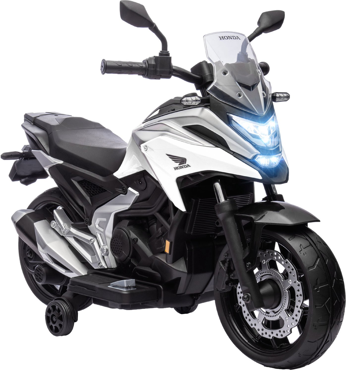 Playon Elektrische kindermotor Honda - 12V - Met muziek en koplampen - Met zijwieltjes - 3 km/u - 107 x 46 x 75 cm - Wit