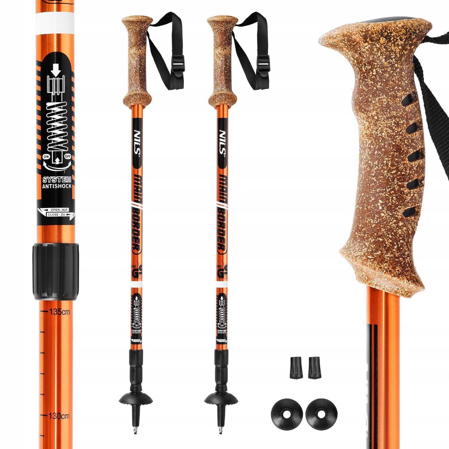 Nils TK696 Trekkingstokken - Ergonomische Kurk Handgrepen, Anti-Shock