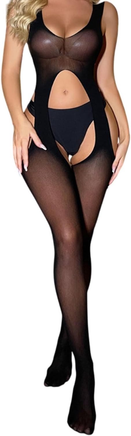 Verleidelijke Fishnet Bodysuit voor Dames, Sexy Catsuit met Open Details, Perfect voor Romantische Avonden en Verleidelijke Outfits