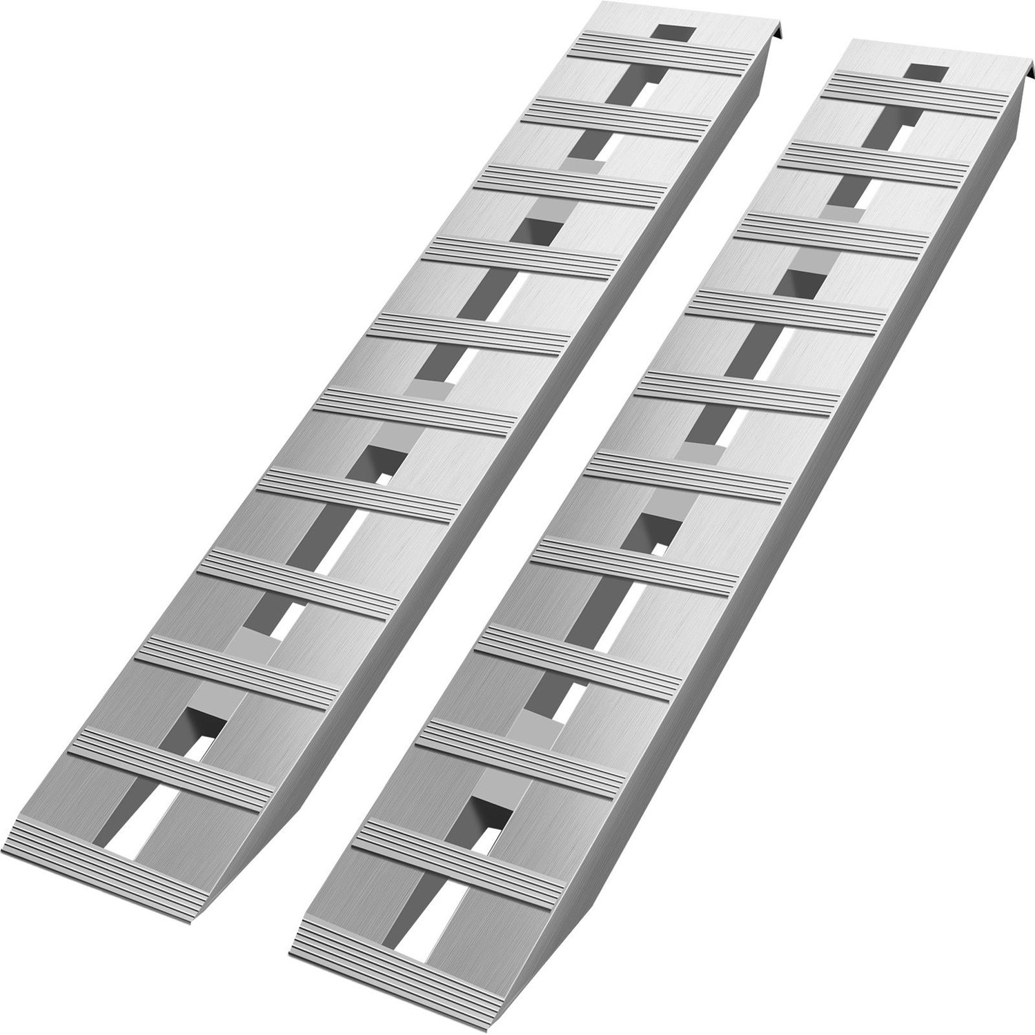 Aluminium oprijplaten voor aanhangers- 152-4 x 30-5 cm- totaal gewicht 2721-6 kg- met haak aan het uiteinde (beavertail)- 1 paar- 2 oprijplaten