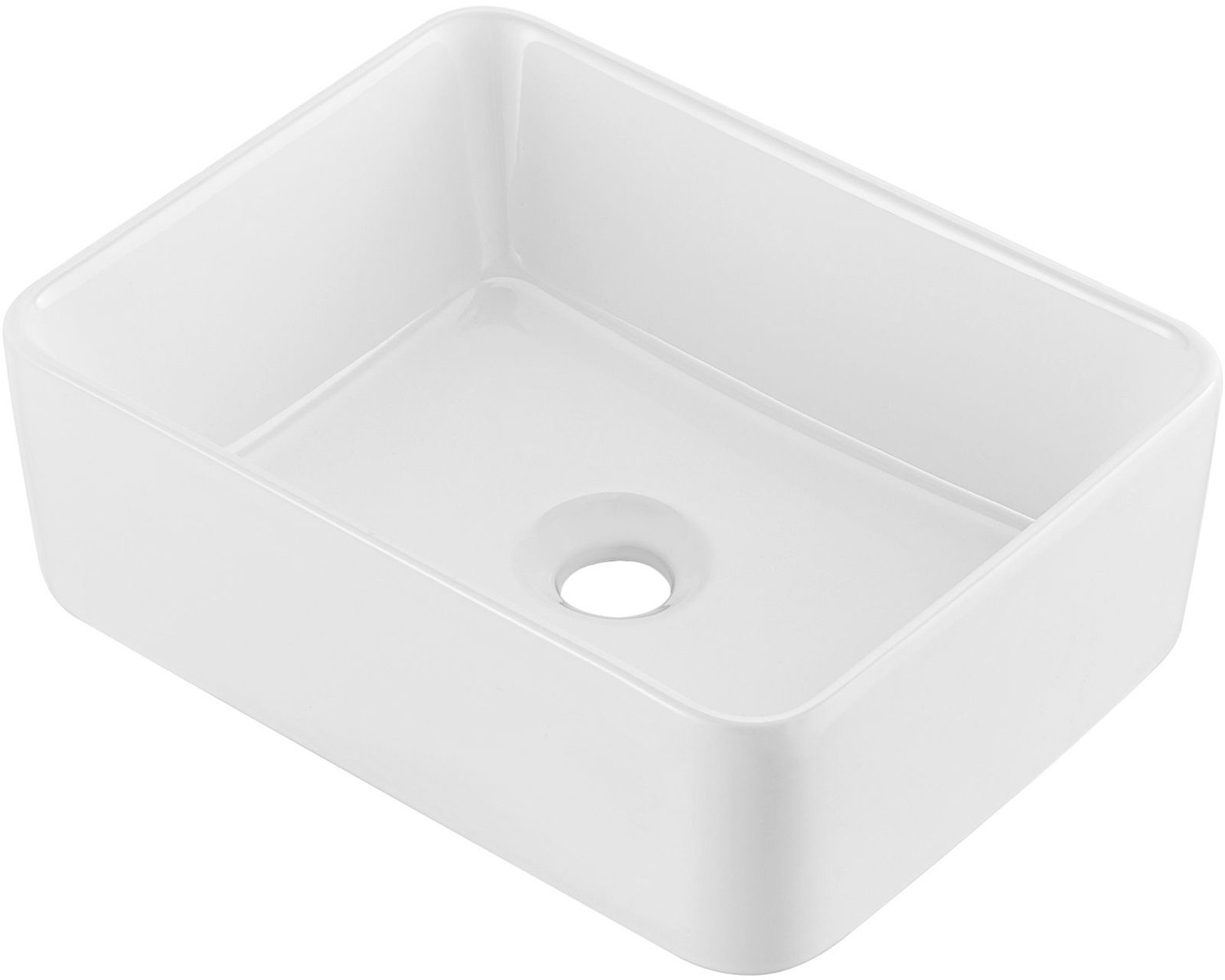 Rechthoekige opbouwspoelbak- 40 x 30 cm- witte keramische opbouwspoelbak voor de badkamer- moderne stijl- helder en elegant- goed verpakt voor badkamer- hotel- toilet- camper